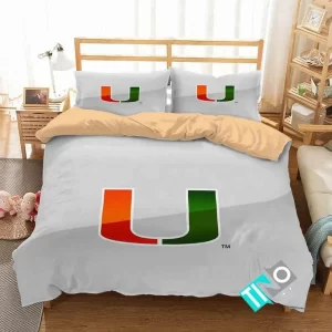 NCAA Miami Hurricanes 1 Logo V 3D Duvet Cover Bedding Sets