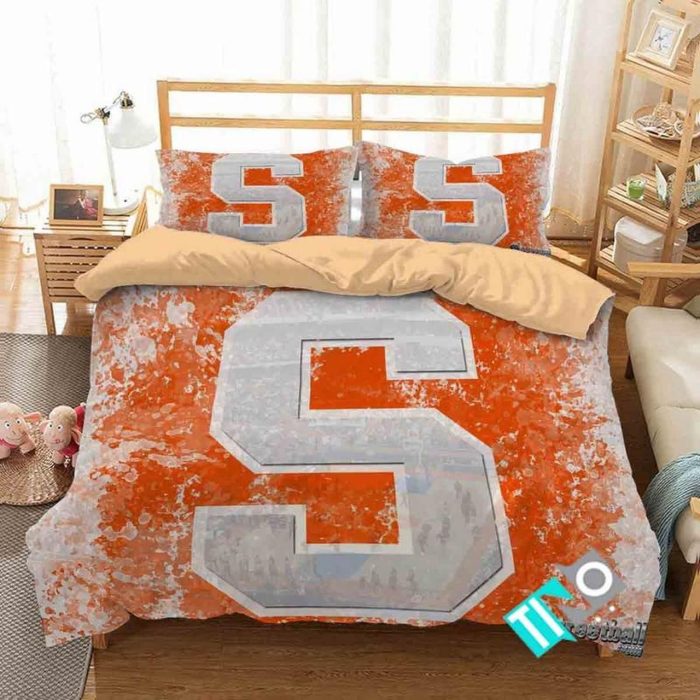 NCAA Syracuse Orange Logo 3D Printed Bedding Set - 1 Duvet Cover & 2 Pillow Cases