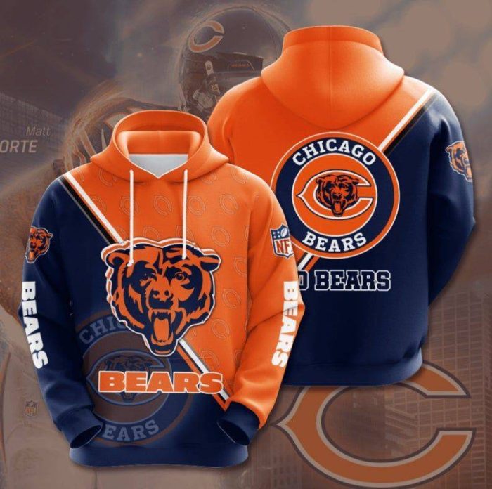 NFL Chicago Bears Logo Gift For Fan 3D T Shirt Sweater Zip Hoodie Bomber Jacket