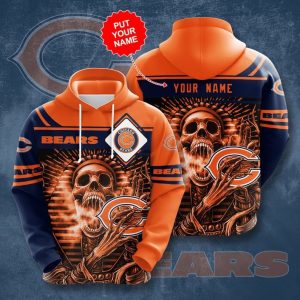 NFL Chicago Bears Logo Gift For Fan Personalized 3D T Shirt Sweater Zip Hoodie Bomber Jacket