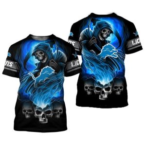 NFL Detroit Lions Skulls Devil Skeleton Gift For Fan 3D T Shirt Sweater Zip Hoodie Bomber Jacket