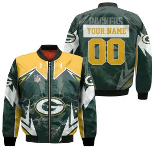 NFL Green Bay Packers Lightning 3D Personalized Bomber Jacket