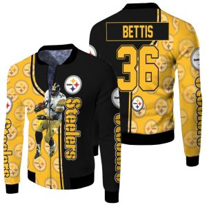 NFL Jerome Bettis Pittsburgh Steelers Player No 36 Fleece Bomber Jacket