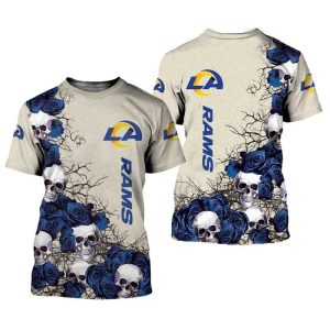 NFL Los Angeles Rams Team Skulls Roses Gift For Fan 3D T Shirt Sweater Zip Hoodie Bomber Jacket