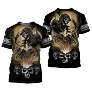 NFL New Orleans Saints Skulls Devil Skeleton Gift For Fan 3D T Shirt Sweater Zip Hoodie Bomber Jacket
