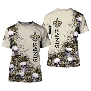 NFL New Orleans Saints Skulls Roses Gift For Fan 3D T Shirt Sweater Zip Hoodie Bomber Jacket