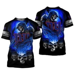 NFL New York Giants Skulls Devil Skeleton Gift For Fan 3D T Shirt Sweater Zip Hoodie Bomber Jacket