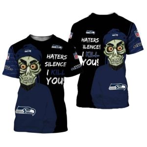 NFL Seattle Seahawks Skull Haters Silence I Kill You For Fan 3D T Shirt Sweater Zip Hoodie Bomber Jacket