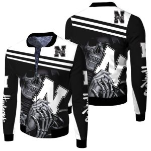 Nebraska Huskers Skull Maiden Fan 3D Fleece Bomber Jacket