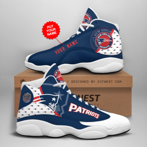 New England Patriots 02 Jordan 13 Personalized Shoes New England Patriots 02 Customized Name Sneaker