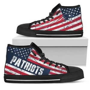 New England Patriots NFL America Flag Vintage Custom Canvas High Top Shoes