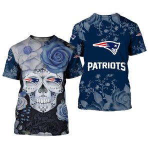 New England Patriots Skull Gift For Fan 3D T Shirt Sweater Zip Hoodie Bomber Jacket