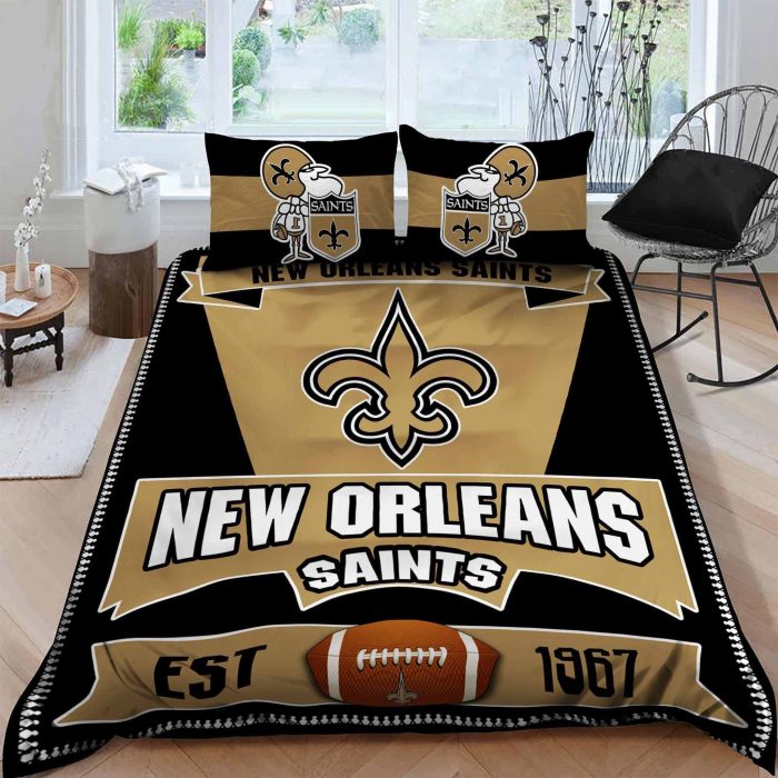New Orleans Saints Bedding Set Sleepy - 1 Duvet Cover & 2 Pillow Case