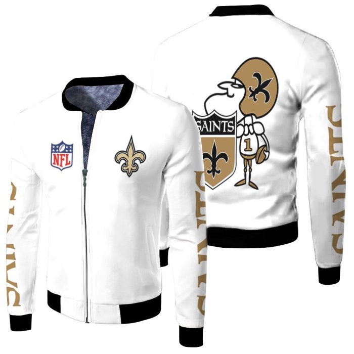 New Orleans Saints NFL Bomber Jacket 3D Fleece Bomber Jacket