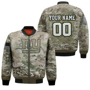 New York Giants Camoflage Pattern 3D Personalized Bomber Jacket