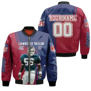 New York Giants Lawrence Taylor 56 Signature 3D Personalized Bomber Jacket