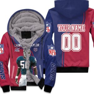 New York Giants Lawrence Taylor 56 Signature 3D Personalized Unisex Fleece Hoodie