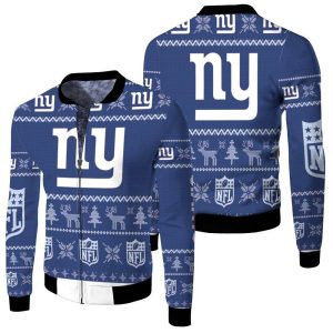 New York Giants NFL Ugly Christmas 3D Fleece Bomber Jacket