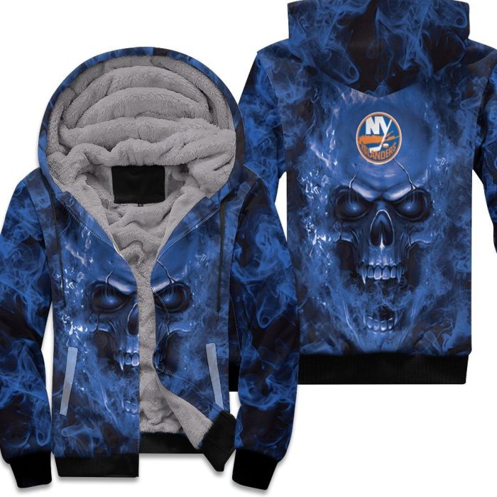 New York Islanders Nhl Fans Skull Unisex Fleece Hoodie