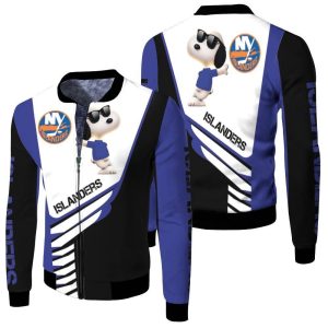New York Islanders Snoopy For Fans 3D Fleece Bomber Jacket