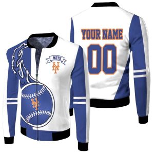 New York Mets 3D Personalized Fleece Bomber Jacket