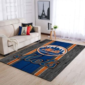 New York Mets MLB Team Logo Wooden Style Style Nice Gift Home Decor Rectangle Area Rug