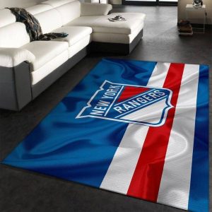 New York Rangers Logo NHL Hockey Area Rug Area Rug Living Room And Bedroom Rug