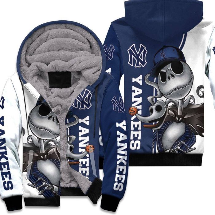 New York Yankees Jack Skellington And Zero Unisex Fleece Hoodie