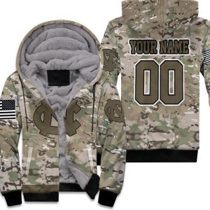 North Carolina Tar Heels Camouflage Veteran 3D Personalized Unisex Fleece Hoodie
