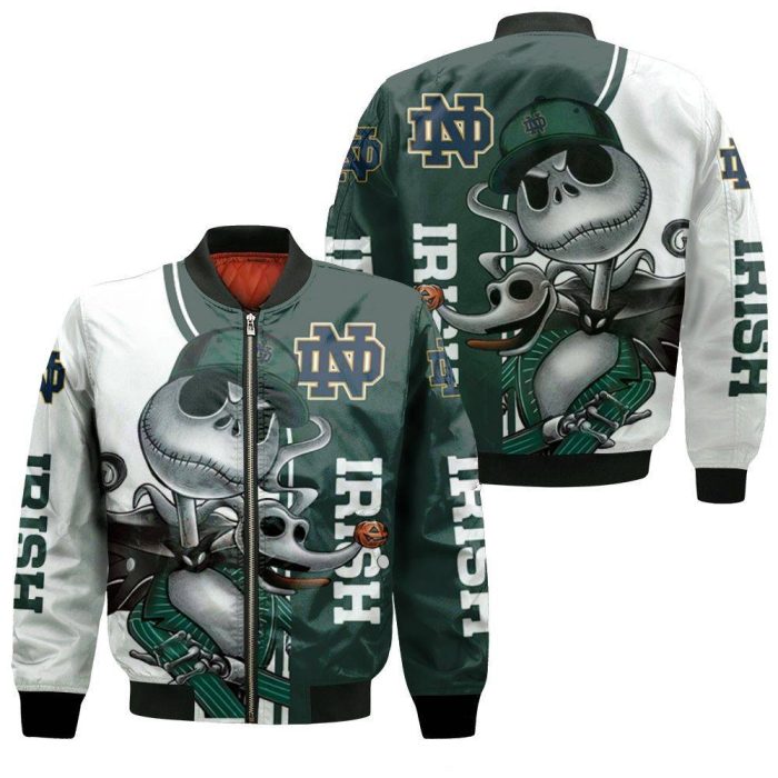 Notre Dame Fighting Irish Jack Skellington And Zero Bomber Jacket