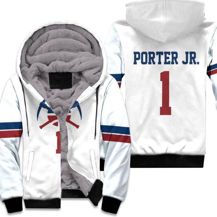 Nuggets Michael Porter Jr 2020-21 Earned Edition White Unisex Fleece Hoodie