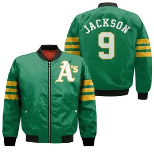 Oakland Athletics Reggie Jackson 9 2020 MLB Green Inspired Style Bomber Jacket