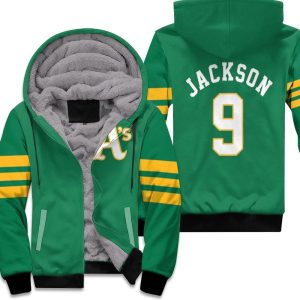 Oakland Athletics Reggie Jackson 9 2020 Mlb Green Inspired Style Unisex Fleece Hoodie