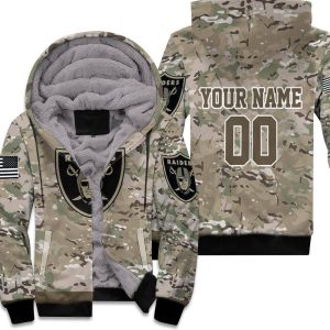Oakland Raiders Camouflage Veteran Personalized Unisex Fleece Hoodie