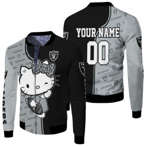 Oakland Raiders Hello Kitty Fans Personalized Fleece Bomber Jacket
