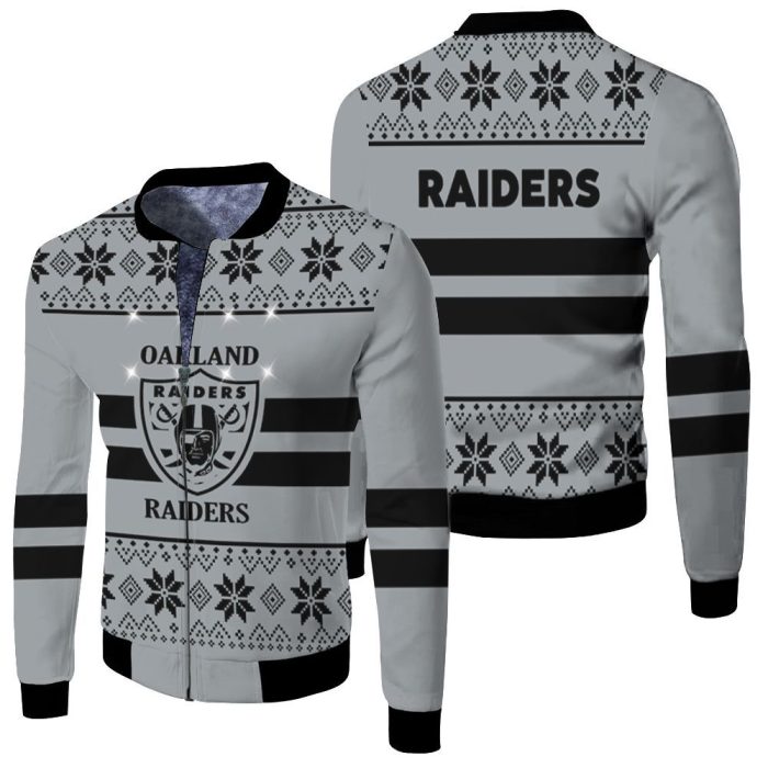 Oakland Raiders Light Up Ugly 3D Fleece Bomber Jacket