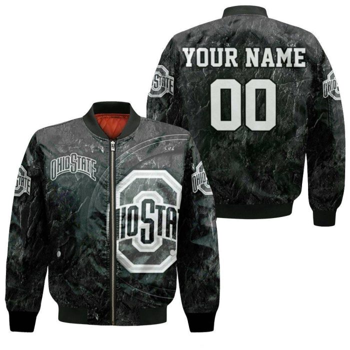 Ohio State Buckeyes Cracked Ground 3D Printed Personalized Bomber Jacket