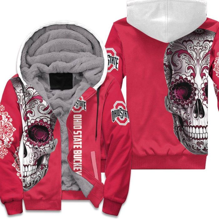 Ohio State Buckeyes Sugar Skull 3D Unisex Fleece Hoodie