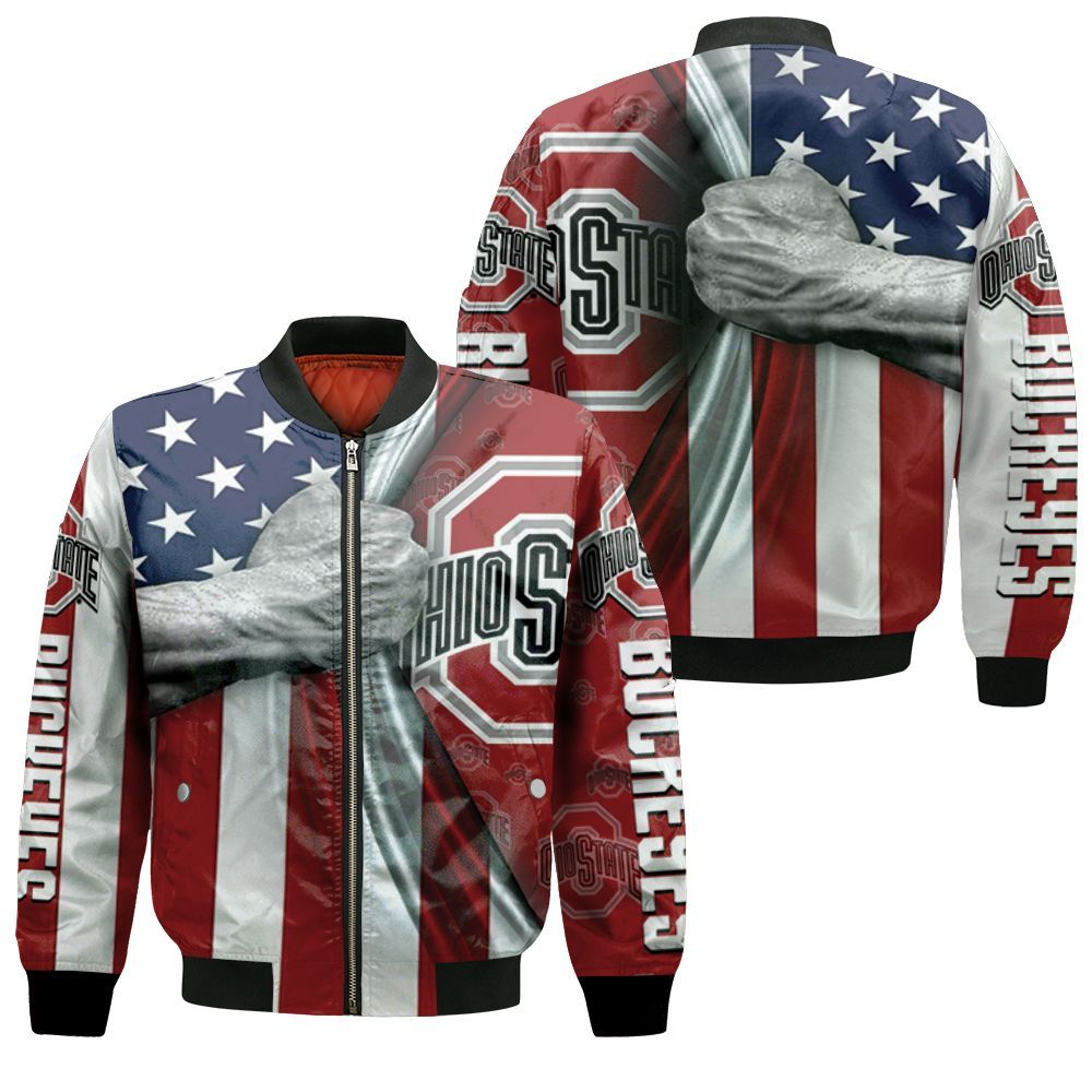 Ohio State Buckeyes Under American Flag 3D Bomber Jacket BBJ1906 ...