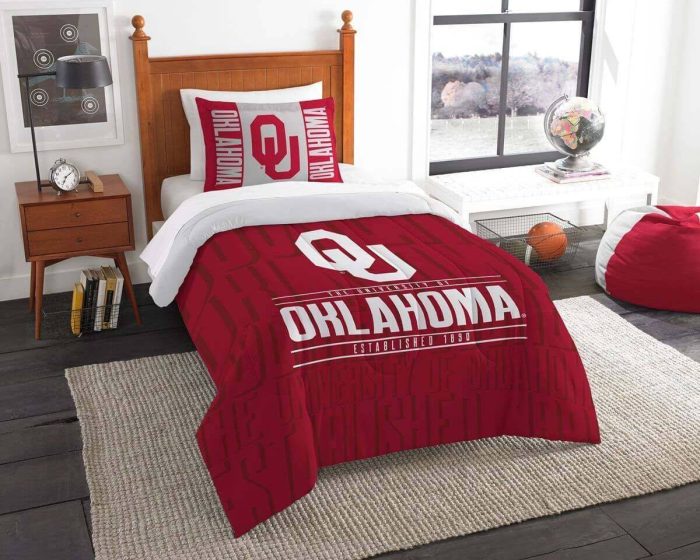 Oklahoma Sooners Bedding Set - 1 Duvet Cover & 2 Pillow Cases