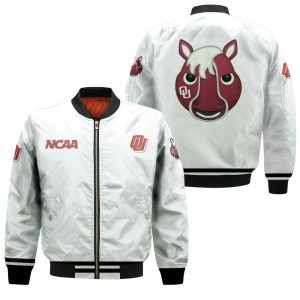 Oklahoma Sooners Ncaa Classic White With Mascot Logo Gift For Oklahoma Sooners Fans Bomber Jacket