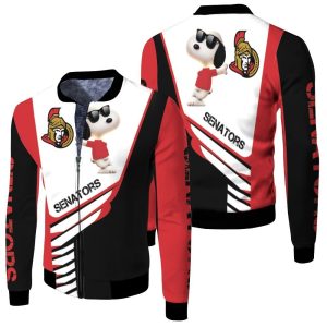 Ottawa Senators Snoopy For Fans 3D Fleece Bomber Jacket