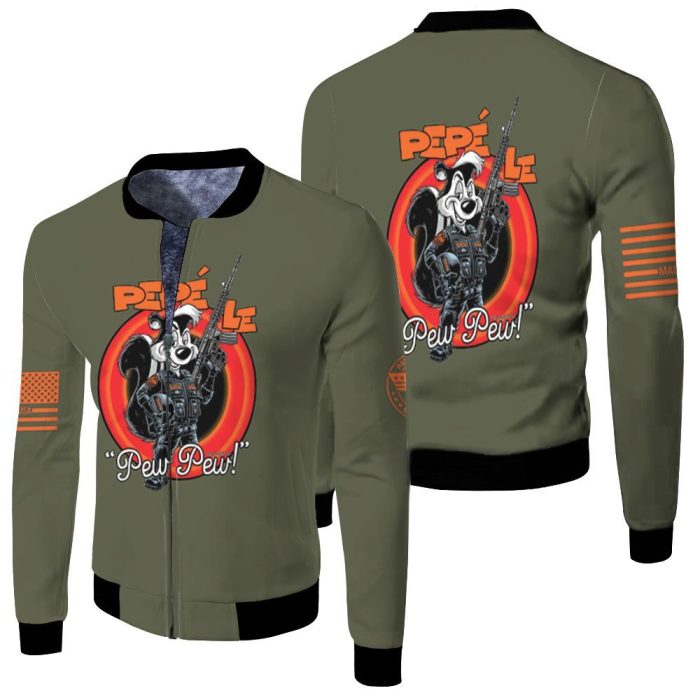 Pepe Le Pew Pew Pew For Lovers 3D Fleece Bomber Jacket