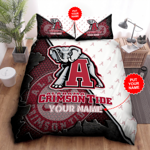 Personalized Alabama Crimson Tide Duvet Cover Pillowcase Bedding Set
