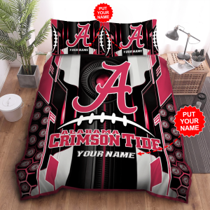 Personalized Alabama Crimson Tide Duvet Cover Pillowcase Bedding Set