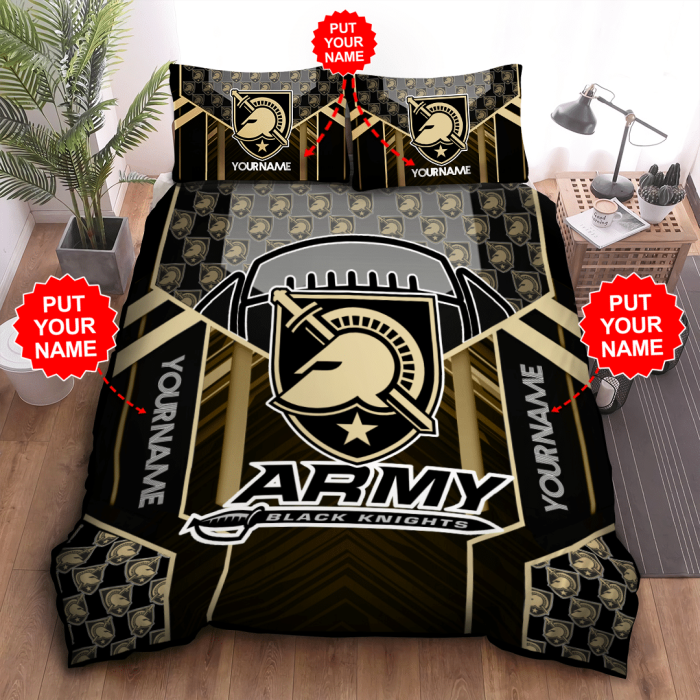 Personalized Army Black Knights Duvet Cover Pillowcase Bedding Set