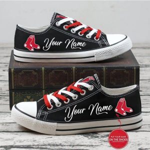 Personalized Boston Red Sox MLB Baseball Gift For Fans Low Top Custom Canvas Shoes