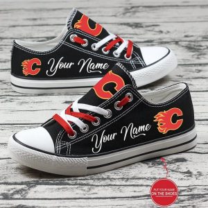 Personalized Calgary Flames NHL Hockey Gift For Fans Low Top Custom Canvas Shoes