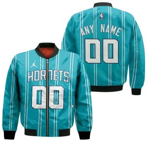 Personalized Charlotte Hornets Any Name 00 2020 NBA Aqua Team Inspired Style Bomber Jacket