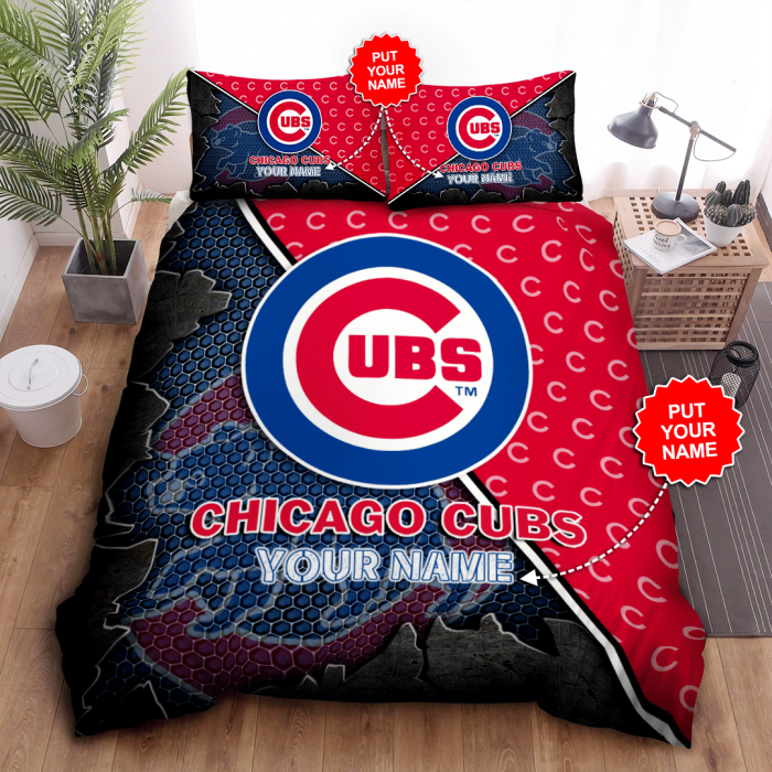 Personalized Chicago Cubs Duvet Cover Pillowcase Bedding Set